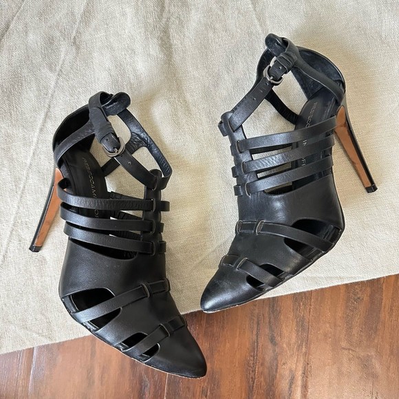 REBECCA MINKOFF Randi Leather Pointed-Toe Pumps in Black Leather - Picture 5 of 11